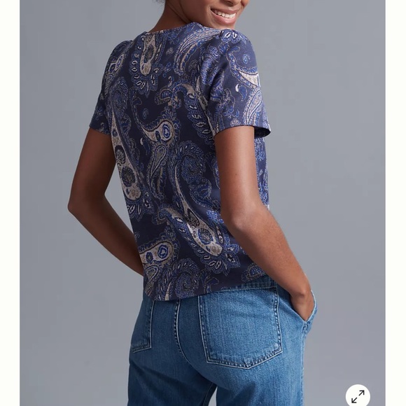 Like new Sparkly paisley navy boho top - Picture 2 of 7